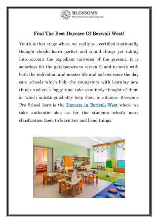Find The Best Daycare Of Borivali West