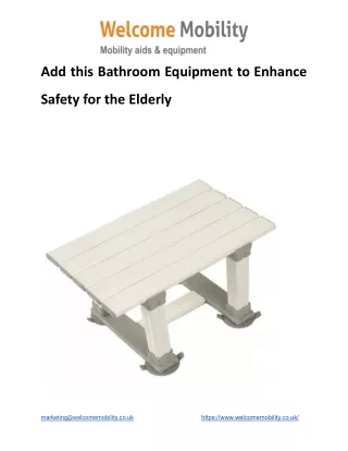 Add this Bathroom Equipment to Enhance Safety for the Elderly