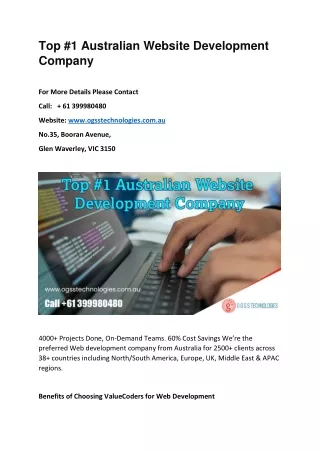 top 1 australian website development company