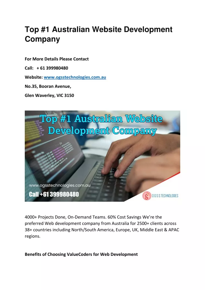 top 1 australian website development company