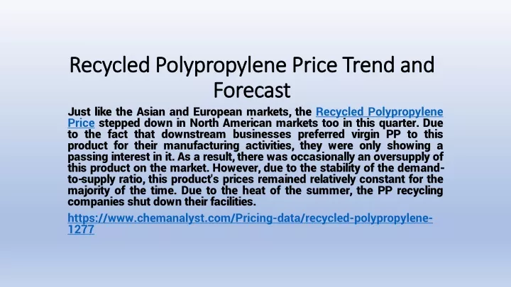 recycled polypropylene price trend and forecast