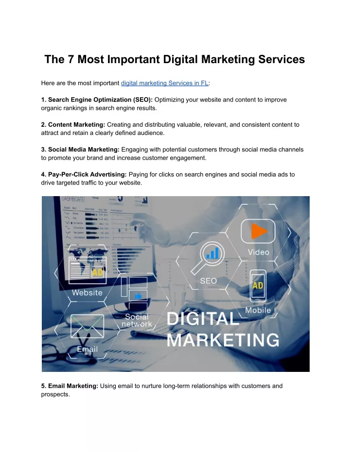 the 7 most important digital marketing services