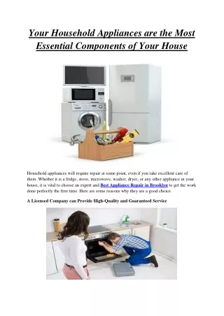 Your Household Appliances are the Most Essential Components of Your House