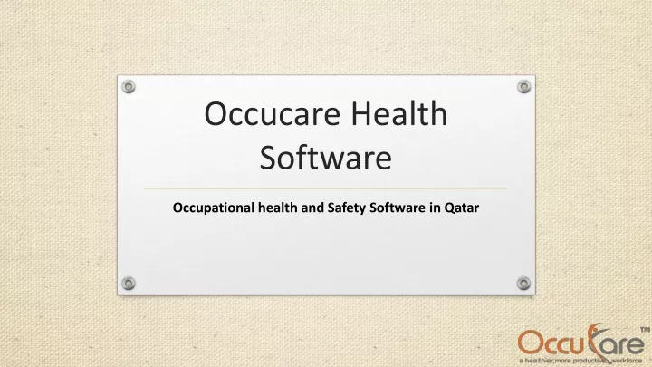 occucare health software