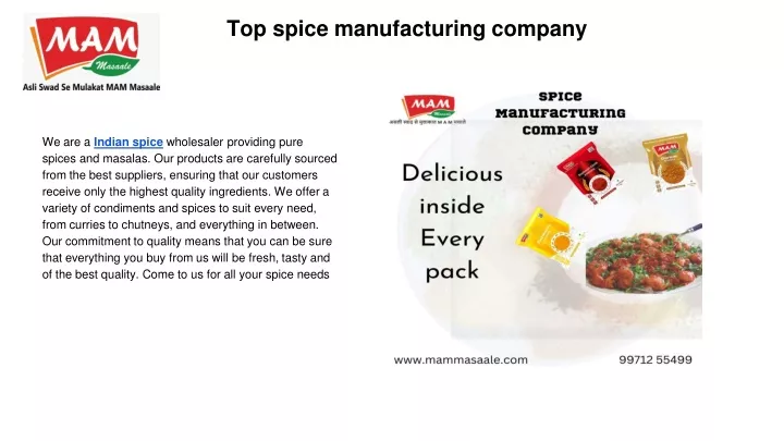 top spice manufacturing company