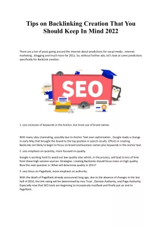 Tips on Backlinking Creation That You Should Keep In Mind 2022