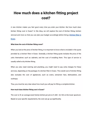 How much does a kitchen fitting project cost_