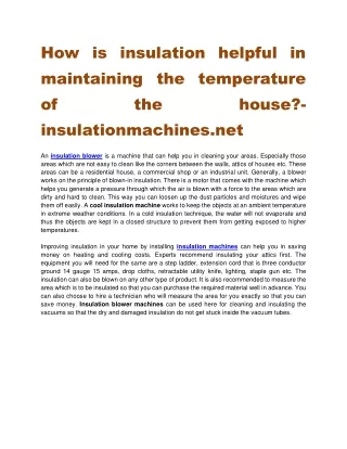 how is insulation helpful in maintaining