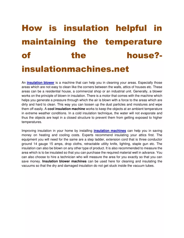 how is insulation helpful in maintaining