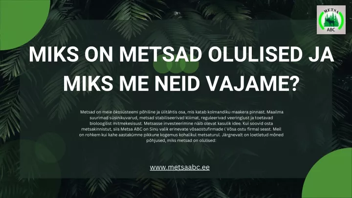 miks on metsad olulised ja miks me neid vajame