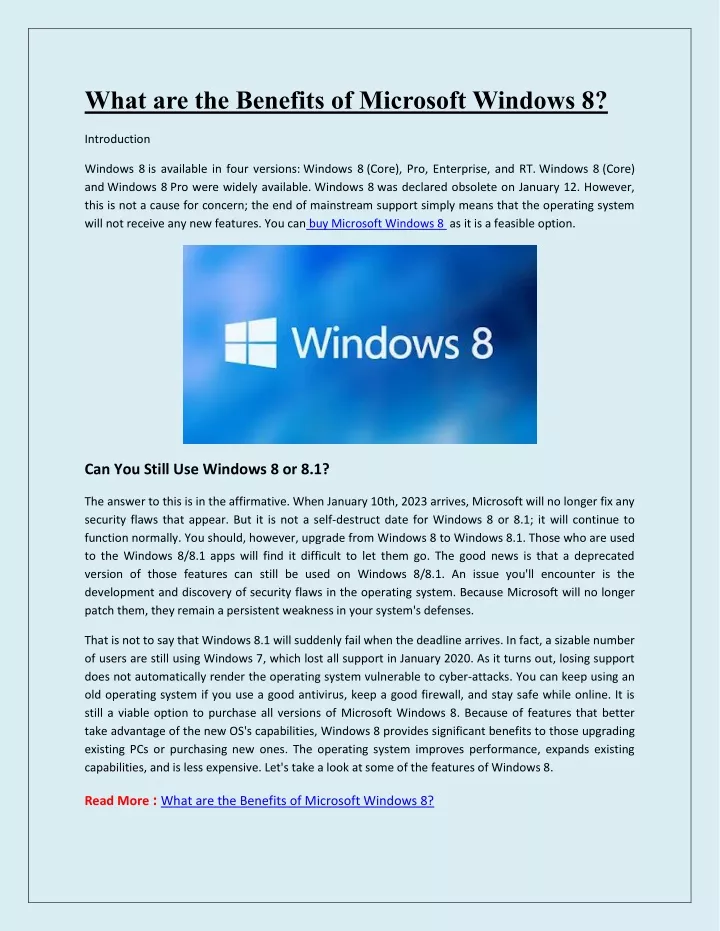 what are the benefits of microsoft windows 8