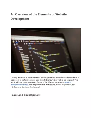 an overview of the elements of website development
