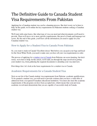 The Definitive Guide to Canada Student Visa Requirements From Pakistan