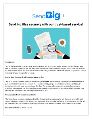 Send big files securely with our trust-based service