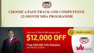 Choose a Fast-Track and Competitive 12 Month Mba Program