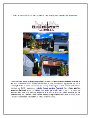 Best House Painters in Auckland - Euro Property Services Auckland