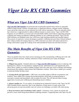 Vigor Lite RX CBD Gummies Official] - 100% Legitimate