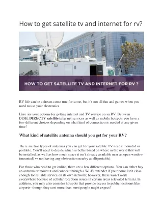 How to get satellite tv and internet for rv