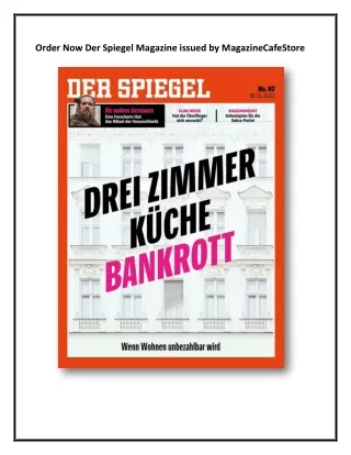 Subscribe now Der Spiegel Magazine issued by MagazineCafeStore