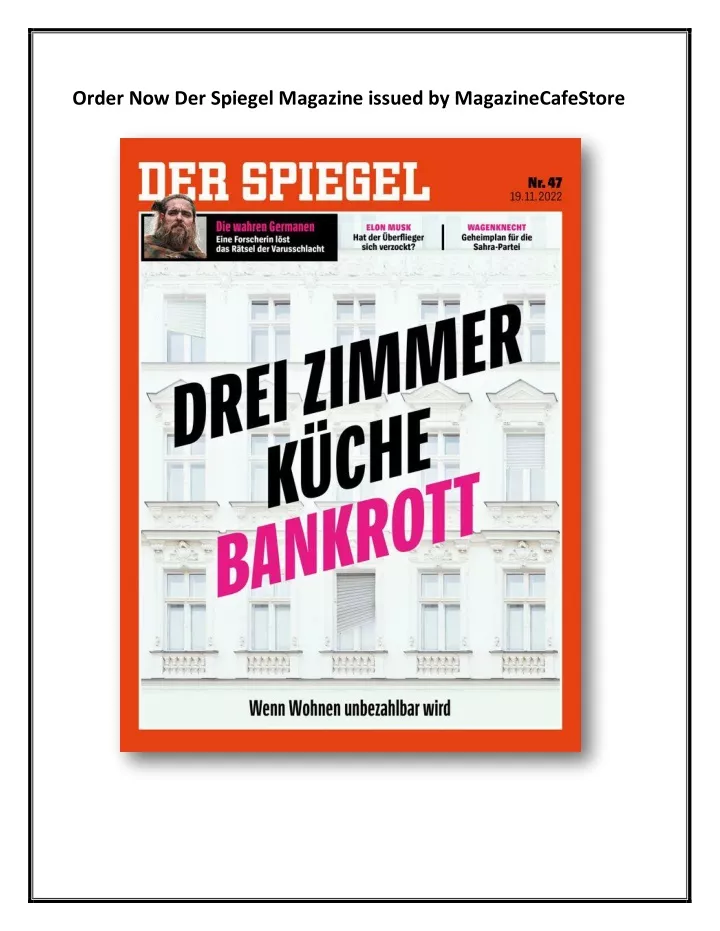 order now der spiegel magazine issued