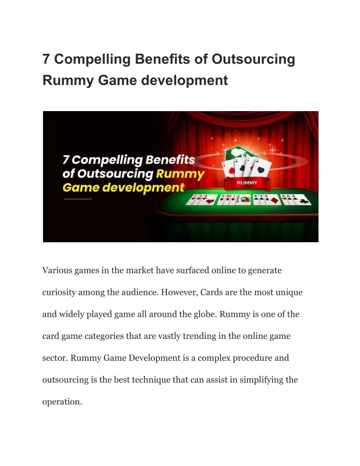 7 compelling benefits of outsourcing rummy game