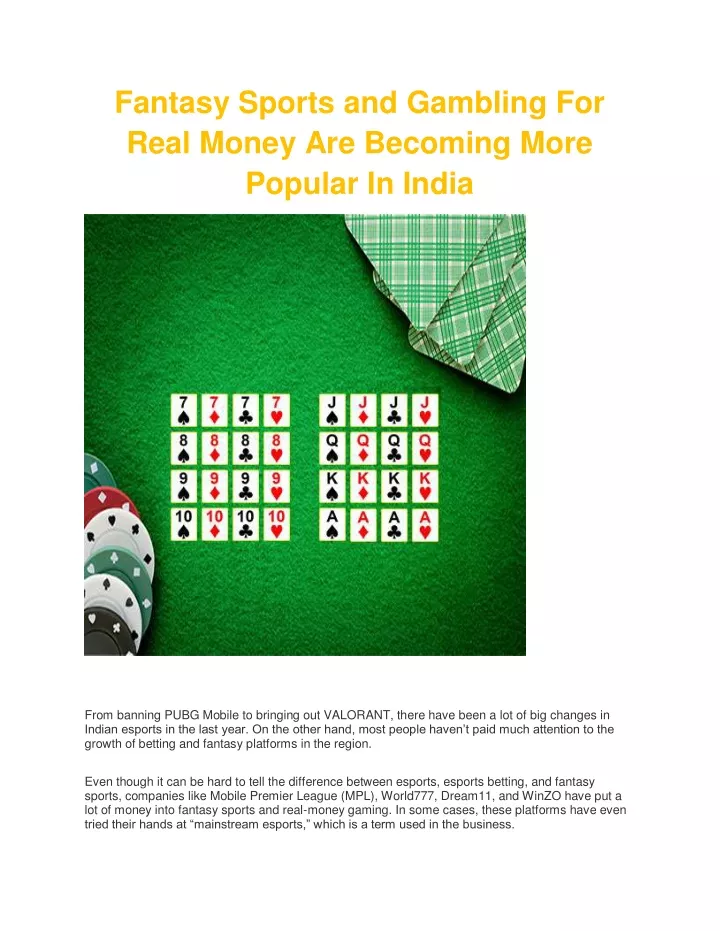 fantasy sports and gambling for real money