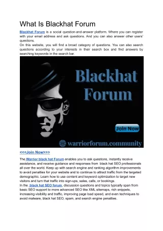 What Is Blackhat Forum
