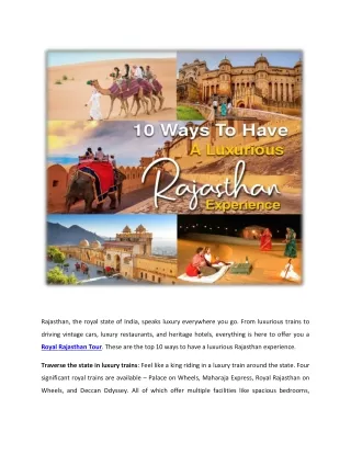 10 ways to have a luxurious rajasthan experience