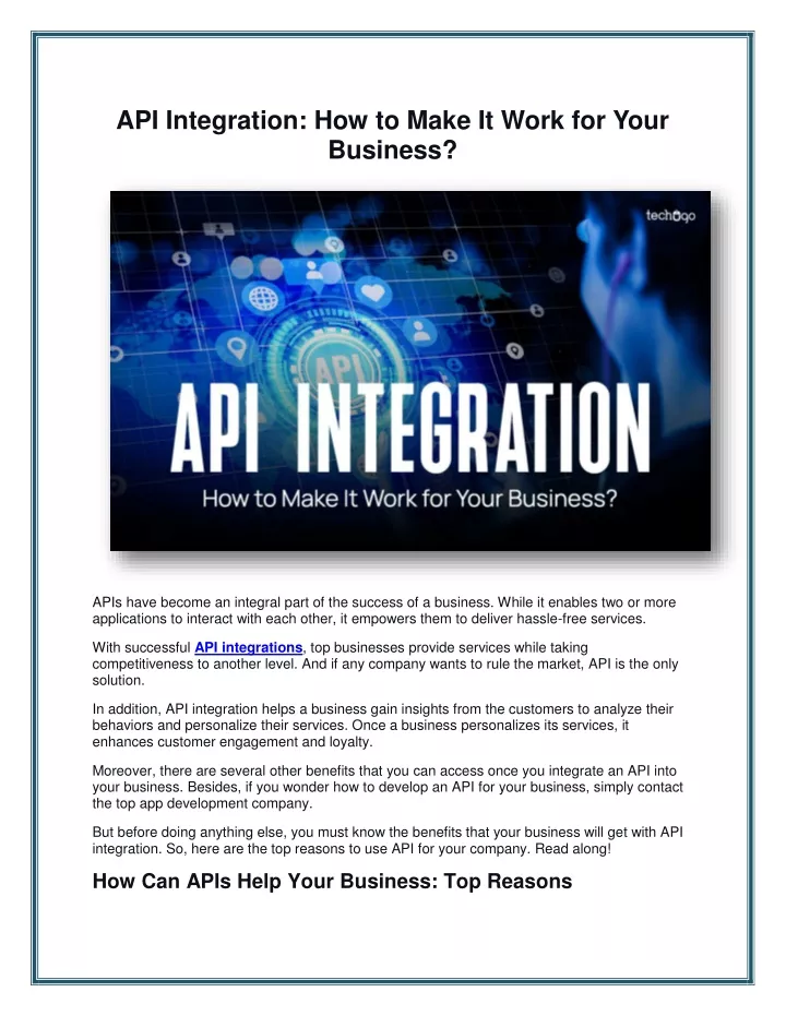 api integration how to make it work for your