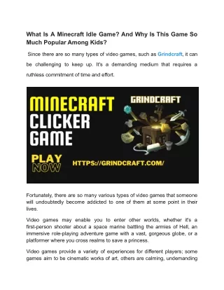What Is A Minecraft Idle Game_ And Why Is This Game So Much Popular Among Kids_