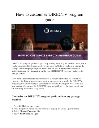 how to customize directv program guide