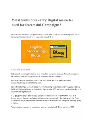 Skills Digital marketer need for Successful Campaigns