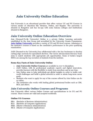 jain university online education