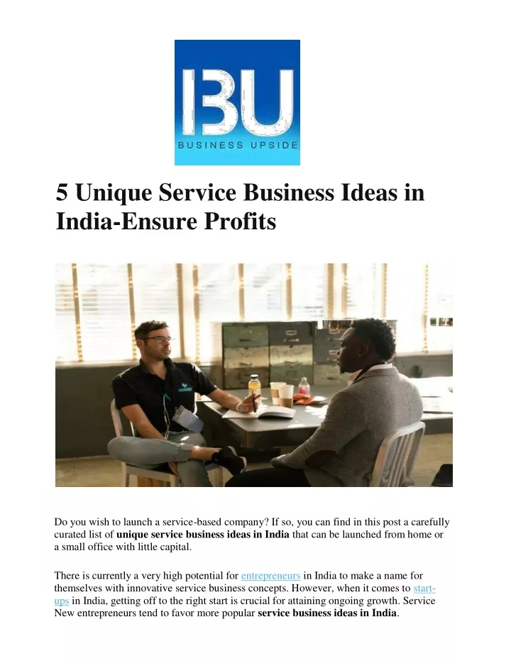 5 unique service business ideas in india ensure