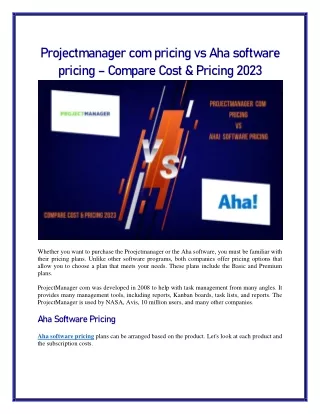 projectmanager com pricing vs aha software