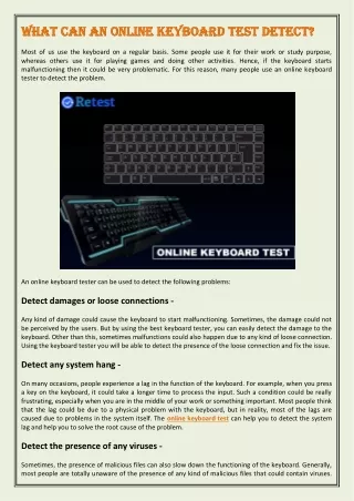 what can an online keyboard test detect what