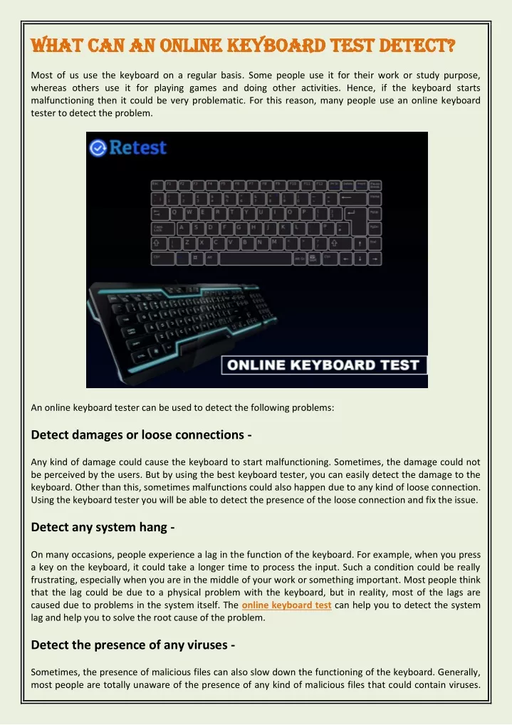 what can an online keyboard test detect what