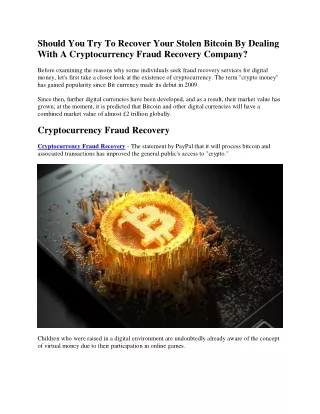 Cryptocurrency Fraud Recovery