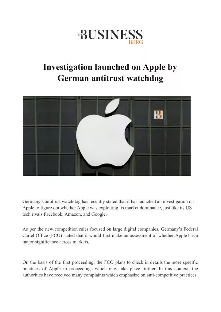 investigation launched on apple by german
