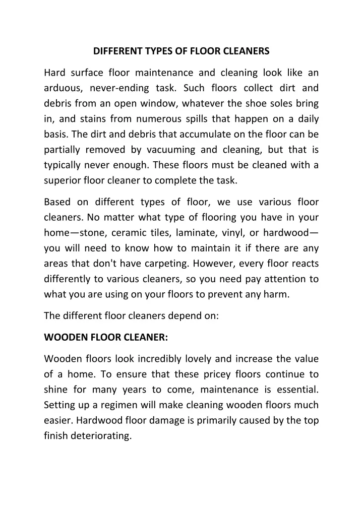 different types of floor cleaners