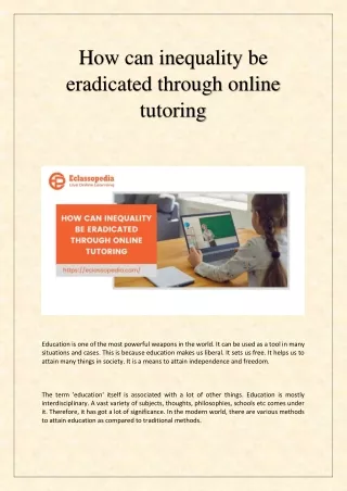 how can inequality be eradicated through online
