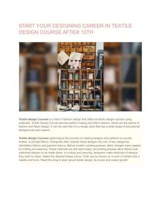 start your designing career in textile design