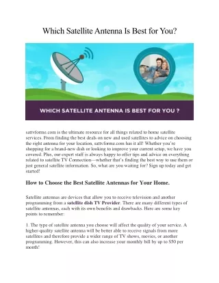 Which Satellite Antenna Is Best for You