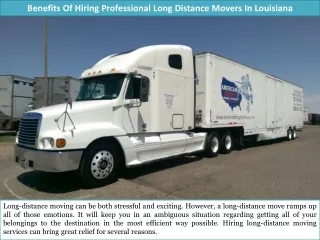 Benefits Of Hiring Professional Long Distance Movers In Louisiana