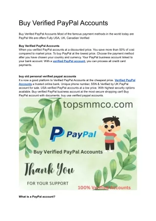 Buy Verified PayPal Accounts