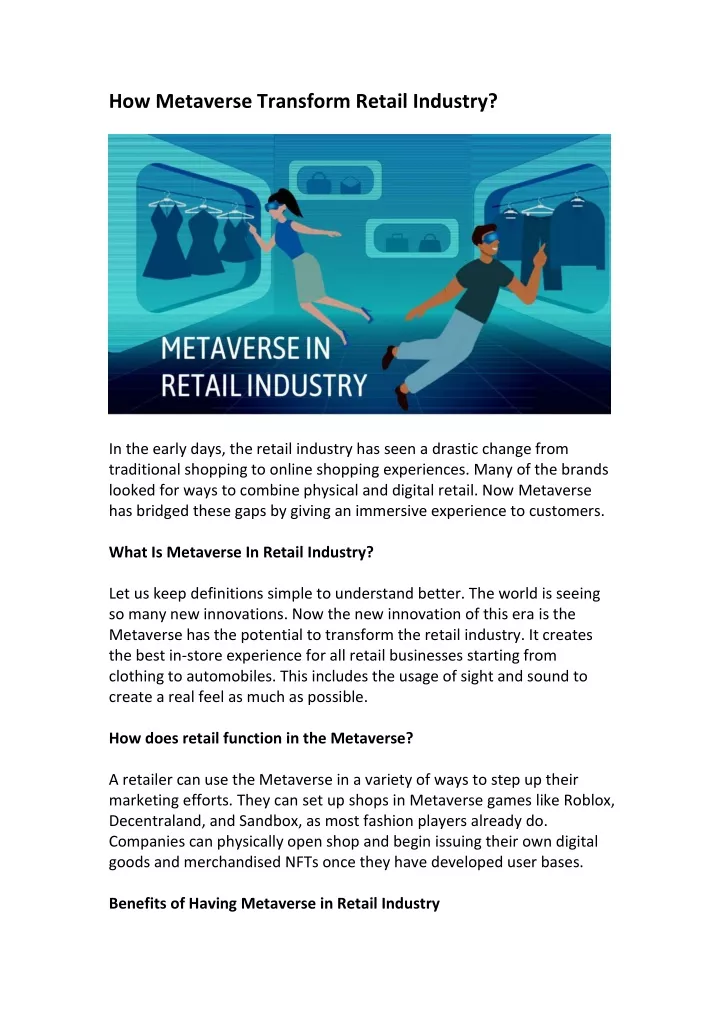 how metaverse transform retail industry