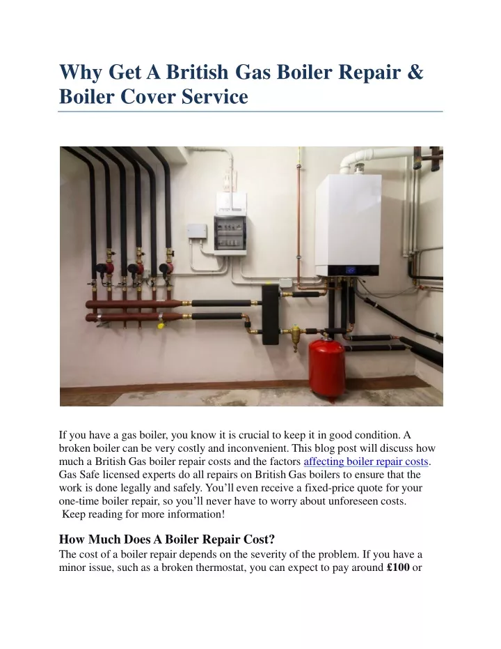 why get a british gas boiler repair boiler cover service