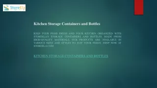 Kitchen Storage Containers and Bottles  Storeela.com