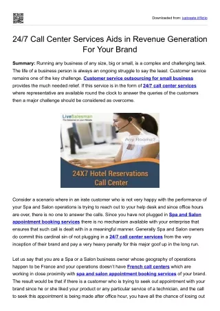 24/7 Call Center Services Aids in Revenue Generation For Your Brand