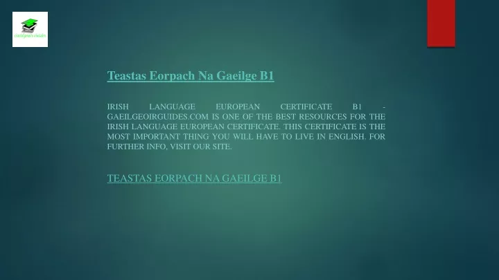 teastas eorpach na gaeilge b1